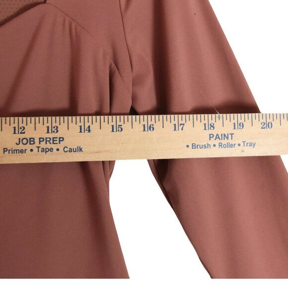 NWT Qinsen Clay Brown Long Sleeve Skater Dress XL Sweetheart Neckline Fit Flare - Picture 5 of 6